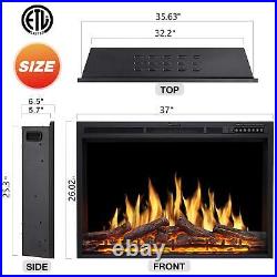 37 Electric Fireplace Insert Heaters Adjuatble Flame Color with Remote 750/1500W