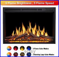 37 in Electric Fireplace, Insert, 750With1500W, Remote, Log Colors, Timer, GA31408