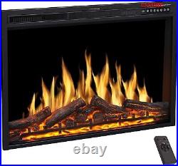 37 in Electric Fireplace, Insert, 750With1500W, Remote, Log Colors, Timer, NEW