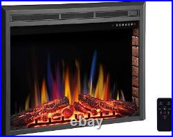 39Electric Fireplace Insert, Freestanding Recessed Electric Stove Heater, Remote