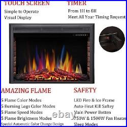 39Electric Fireplace Insert, Freestanding Recessed Electric Stove Heater, Remote