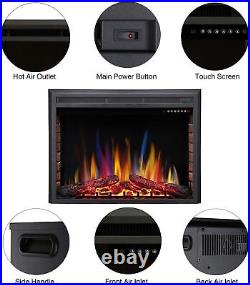 39Electric Fireplace Insert, Freestanding Recessed Electric Stove Heater, Remote