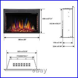 39 Electric Fireplace Insert Stove Heater Adjuatble Flame with Remote 750/1500W