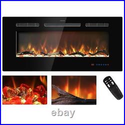 39 inches Electric Fireplace Inserts, Recessed and Wall Mounted Fireplace Hea