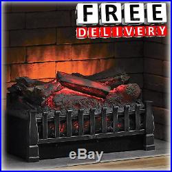 3D Electric Log Heater Infrared Set Fire Fake In Fireplace Realistic Elec Insert
