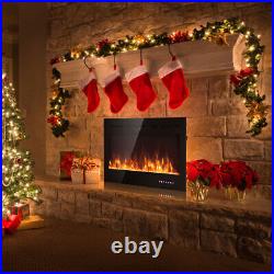 40 Electric Fireplace Recessed & Wall Mounted 750With1500W WithFlame Indoor Home