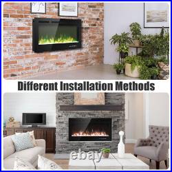 40 Electric Fireplace Recessed & Wall Mounted 750With1500W WithFlame Indoor Home