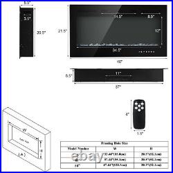 40 Electric Fireplace Recessed & Wall Mounted 750With1500W WithFlame Indoor Home