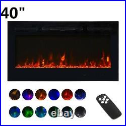 40 Electric Heater Wall Mounted Recessed insert Fireplace 12 Flame Remote Home