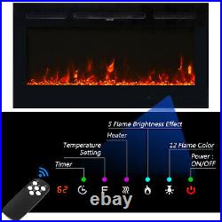 40 Electric Heater Wall Mounted Recessed insert Fireplace 12 Flame Remote Home