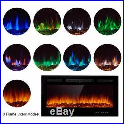 40 Embedded Fireplace Electric Insert Heater Multi-Color Flames w Remote