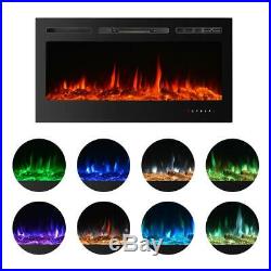40 Inch Electric Fireplace Black Freestanding Heater Insert Wall Mounted Remote