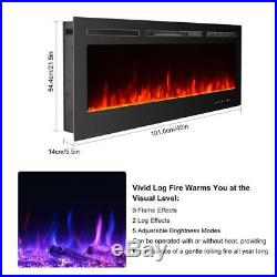 40 Inch Electric Fireplace Black Freestanding Heater Insert Wall Mounted Remote