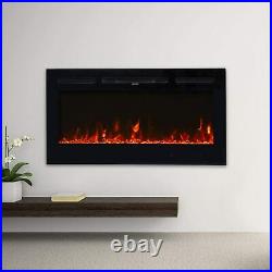40 Inch Electric Fireplace Insert Wall Mounted Heat Adjustable Multicolor Flame