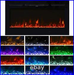 40 Inch Electric Fireplace Insert in Wall Heat Adjustable Remote Control
