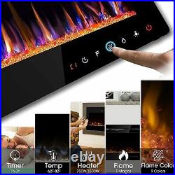 40 Recesse & Wall Mounted LED Electric Fireplace 9 Color Build In Insert Fire