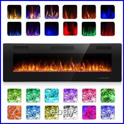 42''Electric Fireplace Recessed Wall Mounted Fireplace Heater Ultra Thin, Remote