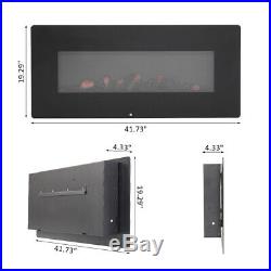 42 Electric Fireplace Recessed insert Wall Mount Heater 3D Flame Log with Remote