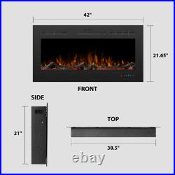42'' Embedded Electric Fireplace Insert Heater 3 Flame Colors Remote Control Hot