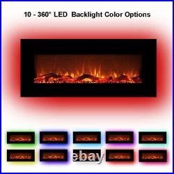 42 In Wall-Mounted Electronic Fireplace Insert Heater LED Flames with Backlight