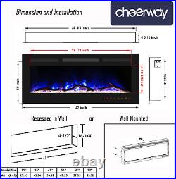 42 Inch Electric Fireplace, Recessed Fireplace Insert and Wall Mount Fireplace H