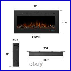 42 Recessed Electric Fireplace Wall Mounted Insert Heater 1500W Touch Screen