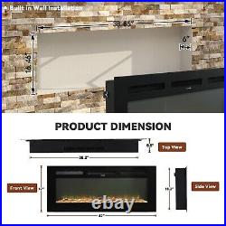 42 Wall Mounted Electric Fireplace withRemote Control, 12 Flame Levels