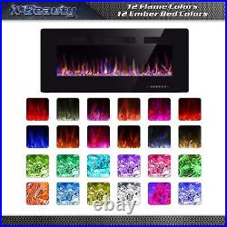 42'' Wall Mounted Recessed Electric Fireplace Insert, Touch Screen, Remote