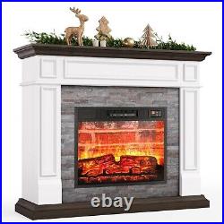 44 Electric Fireplace with Mantel, 1400W Freestanding Fireplace Heater White