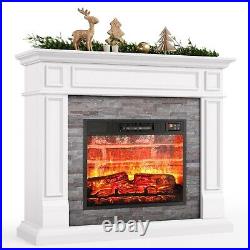 44 Electric Fireplace with Mantel, 1400W Freestanding Fireplace Heater White