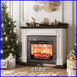 44 Electric Fireplace with Mantel, 1400W Freestanding Fireplace Heater White