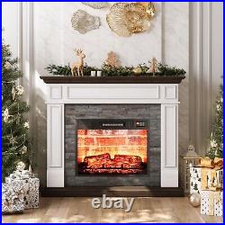 44 Electric Fireplace with Mantel, 1400W Freestanding Fireplace Heater White