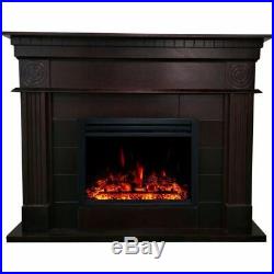 47.8-in. Shelby Electric Fireplace Mantel with Deep Log Insert, Dark Coffee