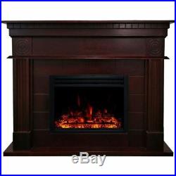 47.8-in. Shelby Electric Fireplace Mantel with Deep Log Insert, Mahogany