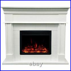 47.8-in. Shelby Electric Fireplace Mantel with Deep Log Insert, White