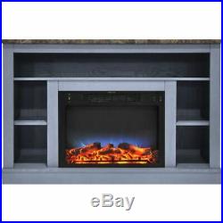 47 Electric Fireplace with a Multi-Color LED Insert and Blue Mantel