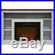 47 In. Electric Fireplace with 1500W Charred Log Insert and A/V Storage White