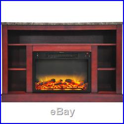 47 In. Electric Fireplace with Enhanced Log Insert and Cherry Mantel