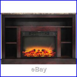 47 In. Electric Fireplace with Enhanced Log Insert and Mahogany Mantel
