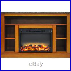 47 In. Electric Fireplace with Enhanced Log Insert and Teak Mantel