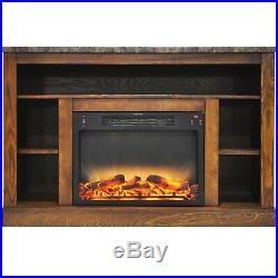47 In. Electric Fireplace with Enhanced Log Insert and Walnut Mantel