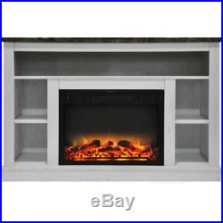 47 In. Electric Fireplace with Enhanced Log Insert and White Mantel