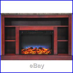 47 In. Electric Fireplace with a Multi-Color LED Insert and Cherry Mantel