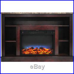 47 In. Electric Fireplace with a Multi-Color LED Insert and Mahogany Mantel