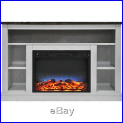 47 In. Electric Fireplace with a Multi-Color LED Insert and White Mantel