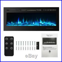 50Electric Fireplace Recessed Insert Wall Mount Heaters 3D Flame Fireplace D0W2