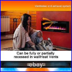 50Electric Fireplace Wall Mounted Insert Adjustable Heater Remote Control 1500W