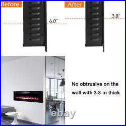 50Electric Fireplace Wall Mounted Insert Adjustable Heater Remote Control 1500W