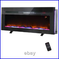 50Embedded Electric Fireplace Freestanding Insert Remote Heater 1500W Black