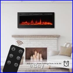50Embedded Electric Fireplace Insert Heater Glass View with Remote Control R6O6